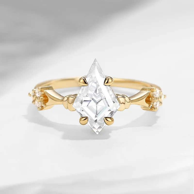 vintage style engagement rings -Vintage Inspired Kite Cut Moissanite Engagement Ring