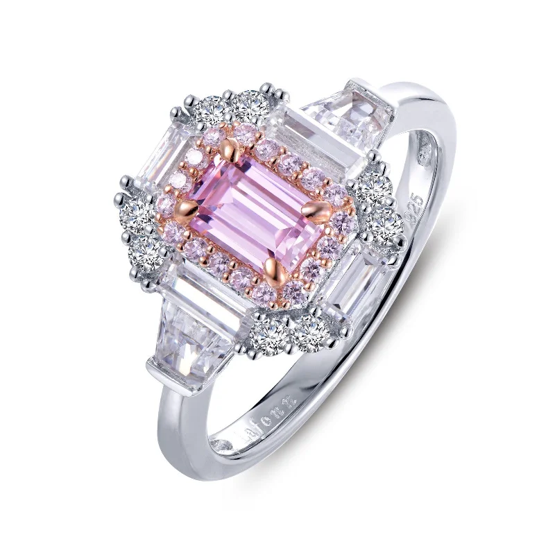 personalized engraved rings -Lafonn Classic Emerald Pink Ring R0346CPP