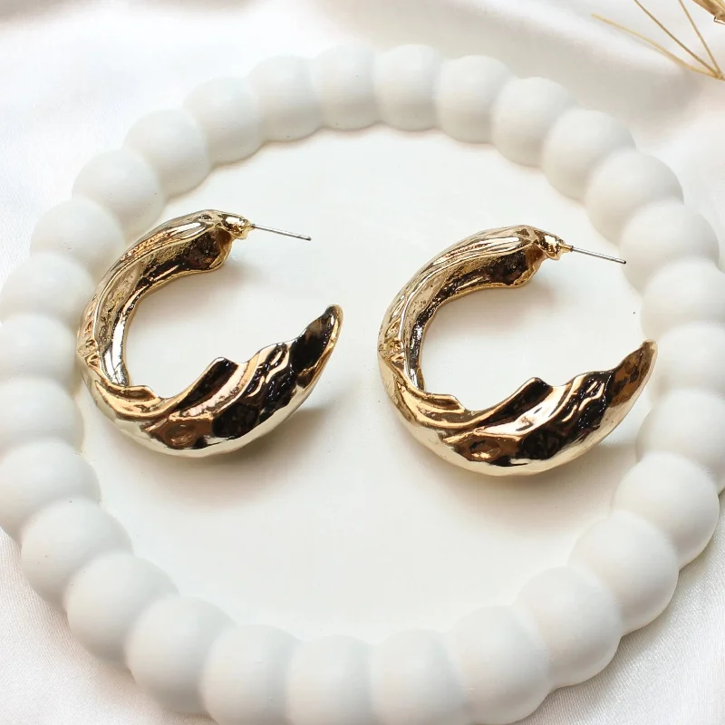 long earrings for women -TFC Emri Gold Plated Hoop Earrings