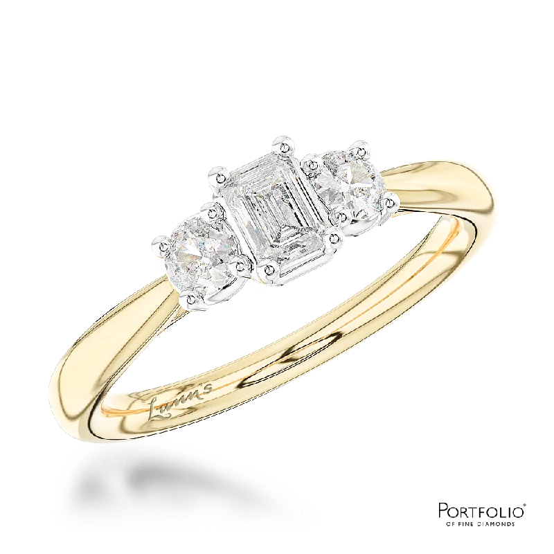 women’s vintage engagement rings -Three Stone 0.20ct G VVS Diamond Yellow Gold/Platinum Ring