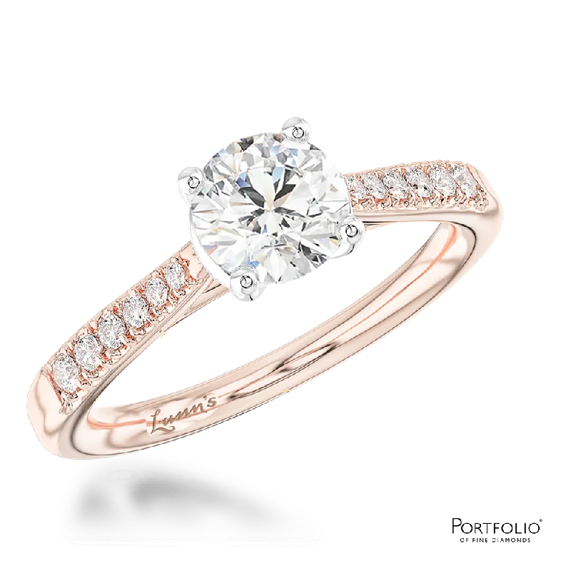 classic silver rings for women -Solitaire 0.70ct F SI1 Diamond Rose Gold/Platinum Ring