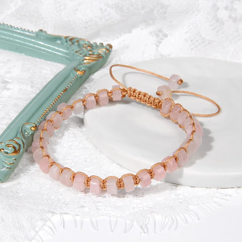 silver bracelets for women -Healing Love Rose Quartz Bracelet