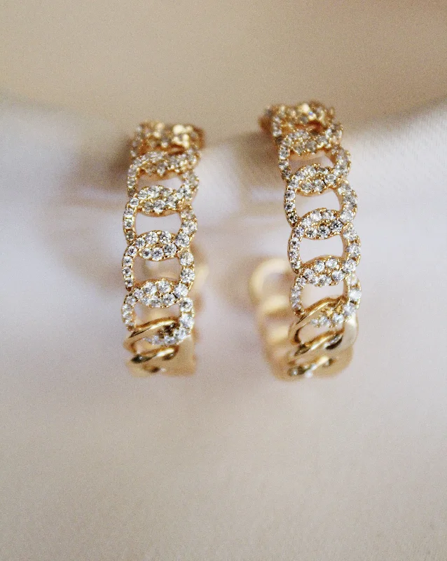 statement earrings with pearls -Bel Air Pave Chain Hoops