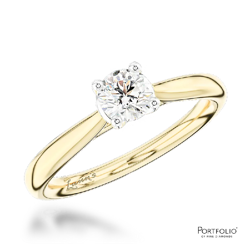 fashion gemstone rings -Solitaire 0.41ct F VS2 Diamond Yellow Gold/Platinum Ring