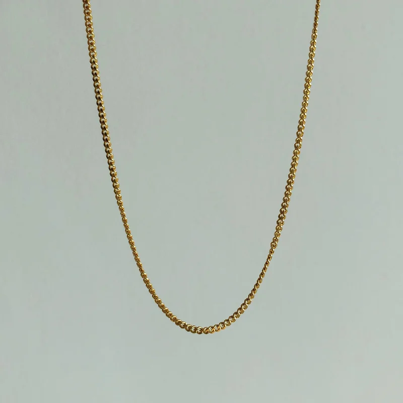 dainty necklaces for women -Everyday Petite Cuban Chain Necklace, Solid 18k Gold