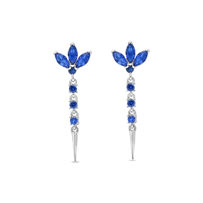 women’s gold drop earrings -MARQUISE & ROUND STONES STUD SILVER EARRING