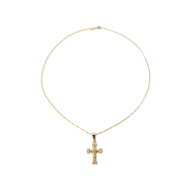 choker necklaces for women -THE PAVE' ROSE CROSS NECKLACE