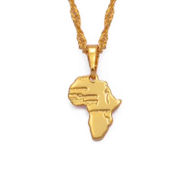 trendy necklaces for women -AFRICA PENDANT MOTHERLAND NECKLACE  MINI-GOLD