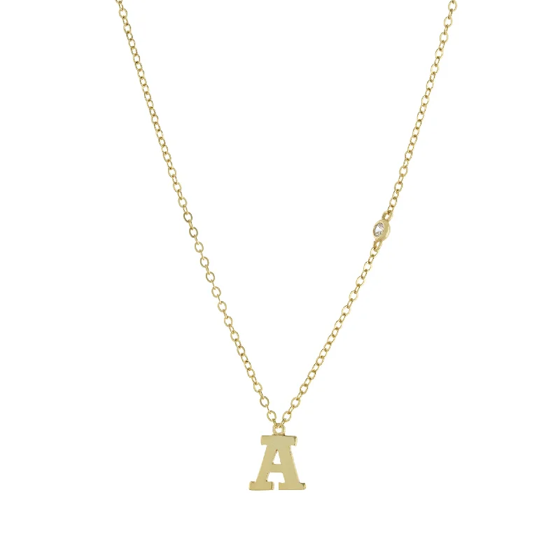 gold pendant necklaces for women -Initial CZ Necklace