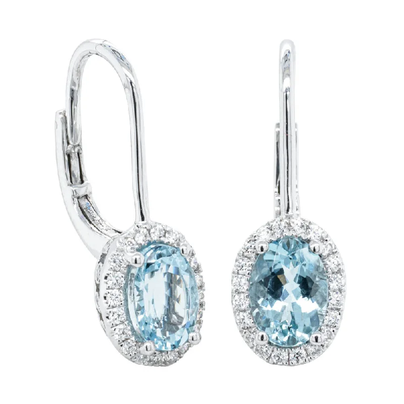 trendy stud earrings for women -18ct White Gold 1.53ct Aquamarine & Diamond Mini Sierra Earrings