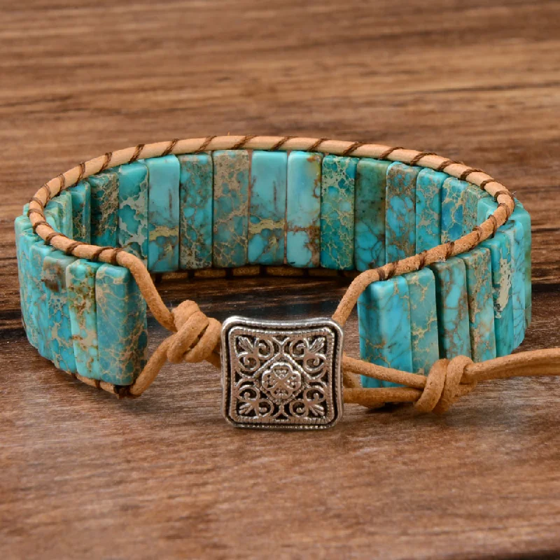 bohemian style bangles for women -Pure Turquoise Grounding Bracelet