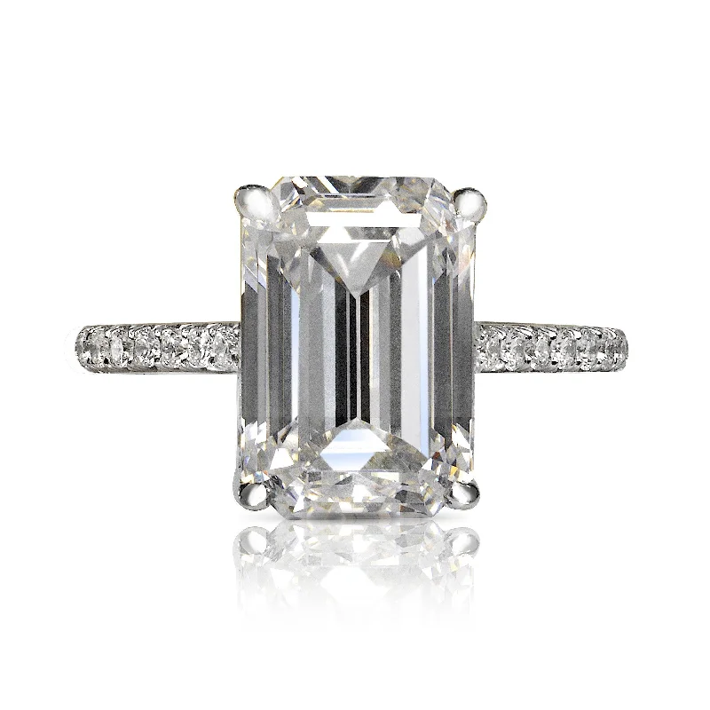 luxury rings for women -NILE 8 CARAT ELONGATED EMERALD CUT J COLOR VS1 CLARITY DIAMOND ENGAGEMENT RING PLATINUM GIA CERTIFIED 7 CT J VS1 BY MIKE NEKTA