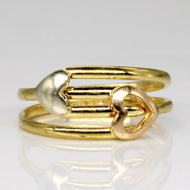 women’s eternity rings -18k Two Tone Gold Heart Ring | SZ 6.25 |