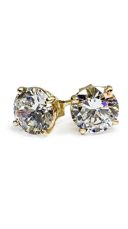 timeless earrings for women -3 Carat Total Round Cubic Zirconia Basket Style Studs 14K Yellow Gold