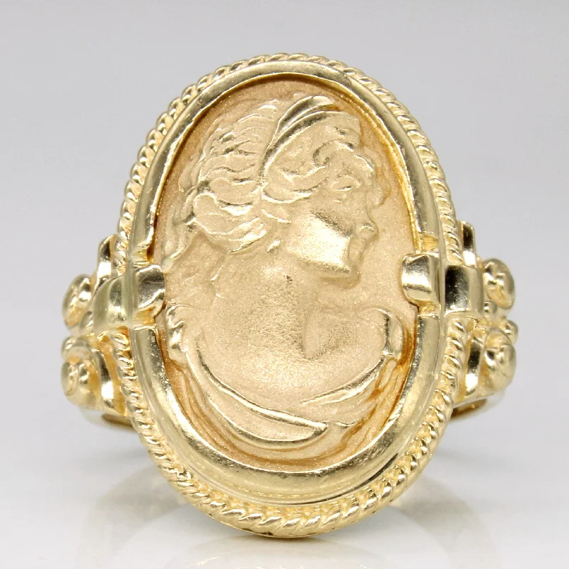 chunky rings for women -10k Yellow Gold Portrait Ring | SZ 7.75 |