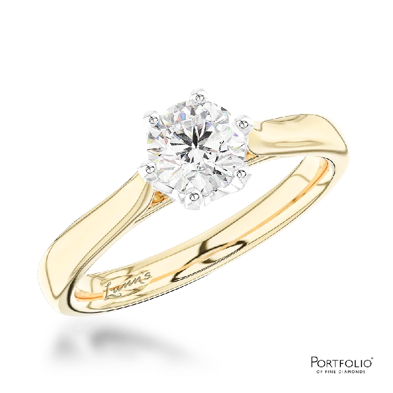 women’s promise rings -Solitaire 0.50ct F SI1 Diamond Platinum/Yellow Ring