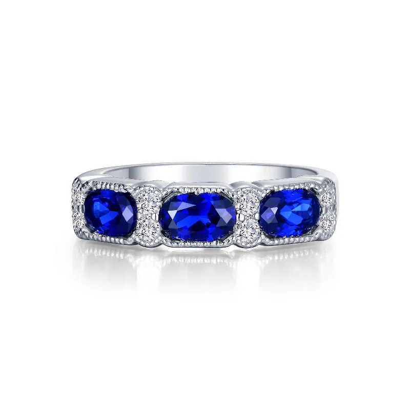 women’s diamond halo rings -Lafonn Kaleidoscope Sapphire Ring SYR017SP