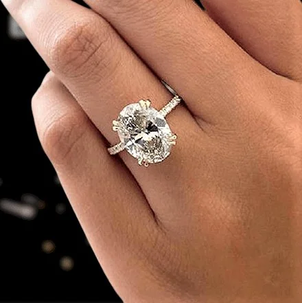 radiant-cut diamond engagement rings -Yellow Gold Oval Cut Simulated Diamond Engagement Ring