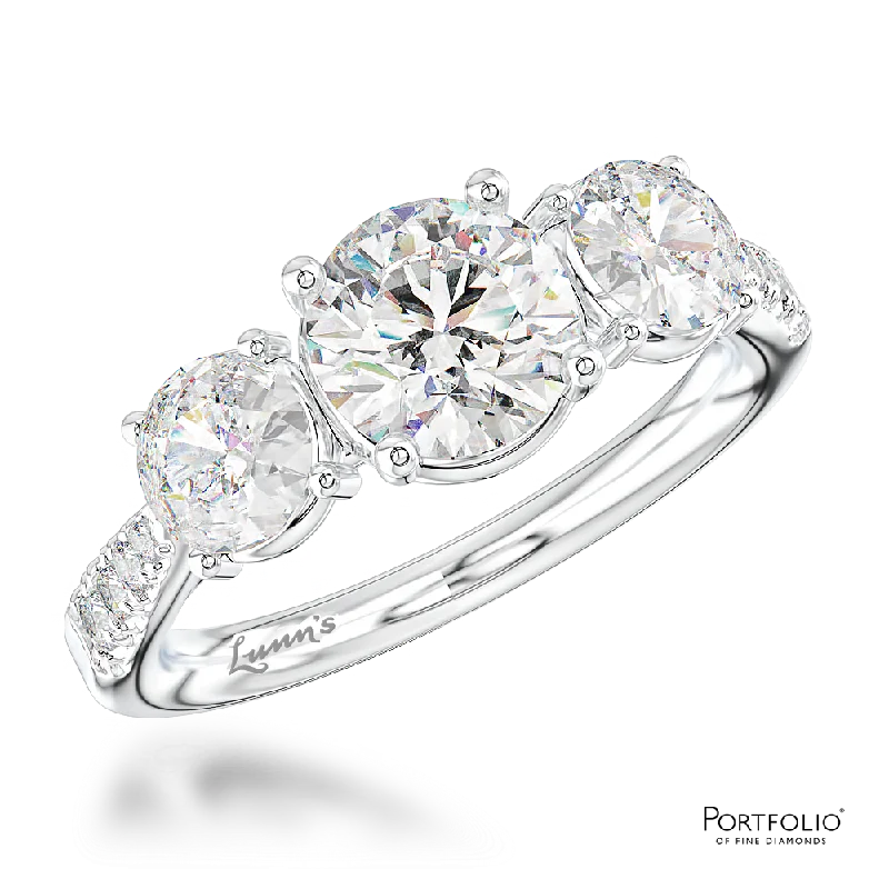 gold engagement rings for women -Three Stone 0.70ct E SI1 Diamond Platinum Ring