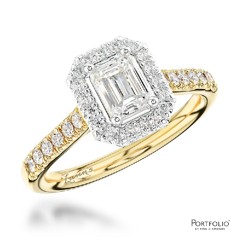 stacking rings for women -Cluster 0.61ct G VS2 Diamond Yellow Gold/Platinum Ring