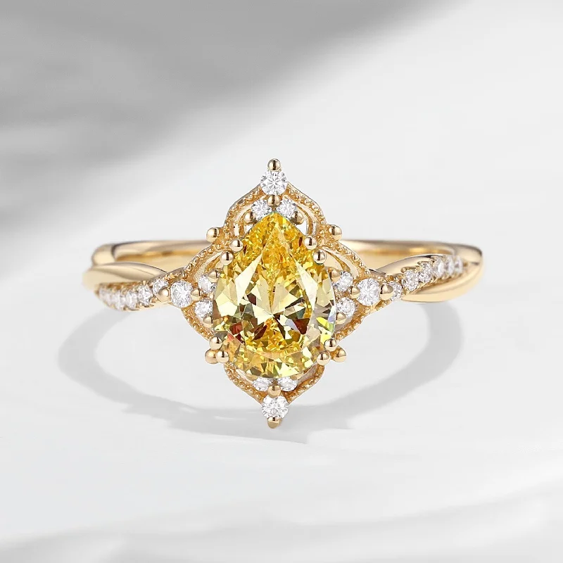 women’s engagement rings with diamonds -Vintage Style Yellow Lab Diamond Infinity Engagement Ring