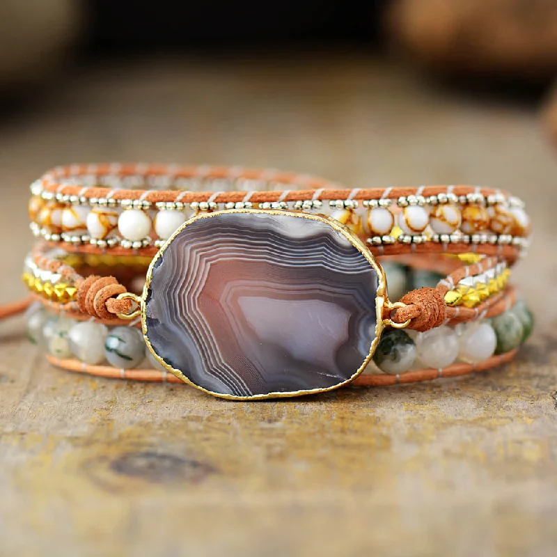 stylish cuffs for women -Botswana Onyx Wrap Bracelet