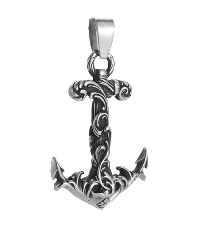 statement necklaces for women -Viking Filigree Anchor Necklace