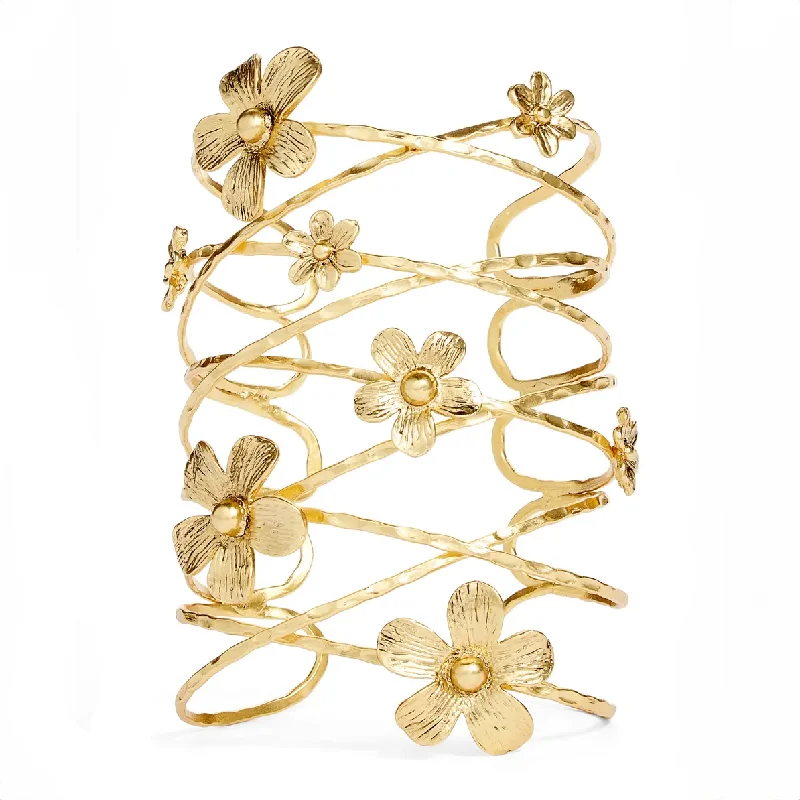 women’s bangles sets -Maxi Flower Cuff Bracelet