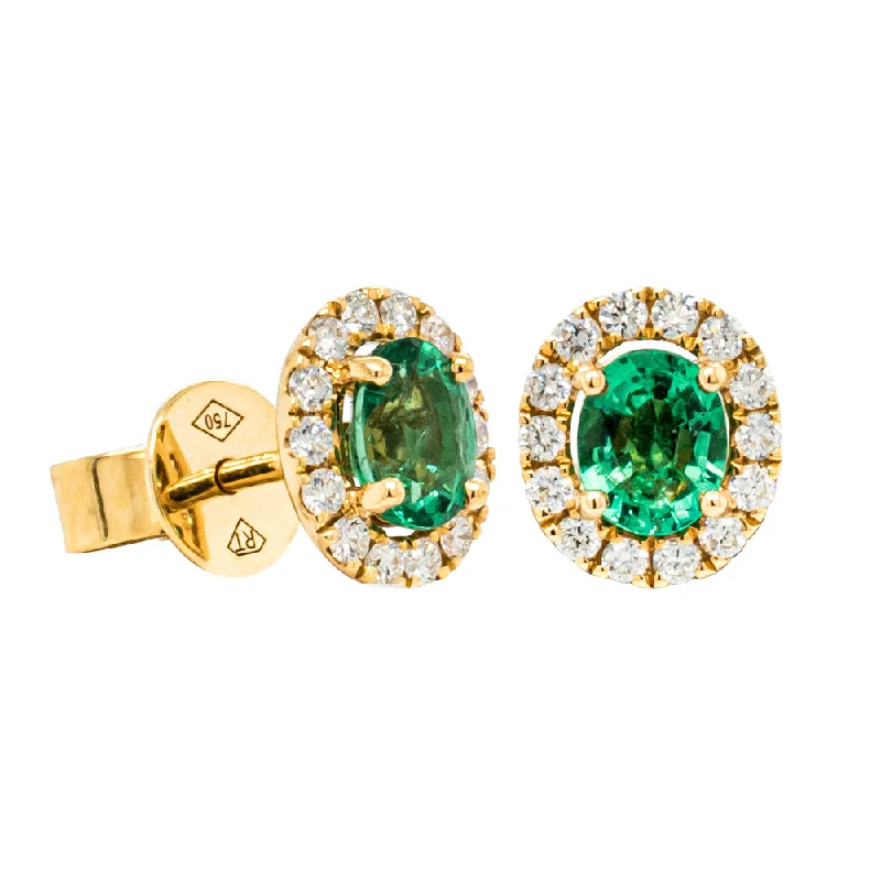 glamorous earrings for women -18ct Yellow Gold .69ct Emerald & Diamond Earrings