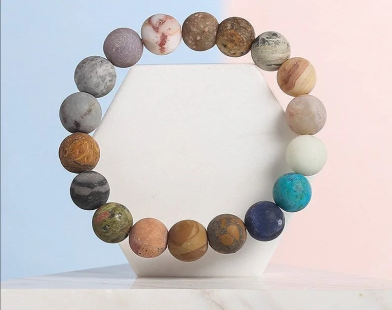 women’s woven bracelets -Solar System Natural Matte Stone Bracelet