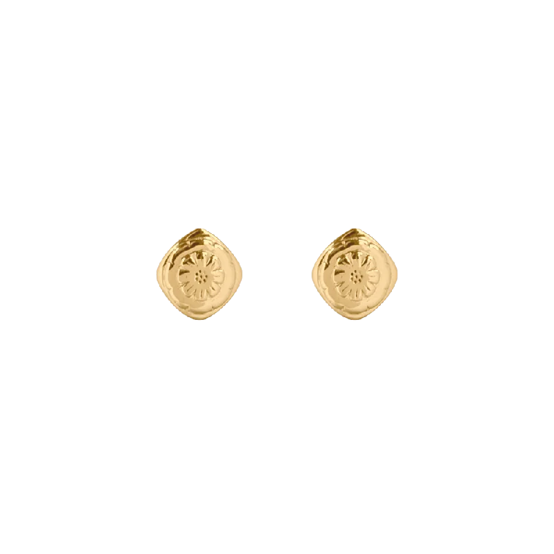 custom gold earrings for women -Boh Runga Mini Marigold Stud Earrings - Gold Plated