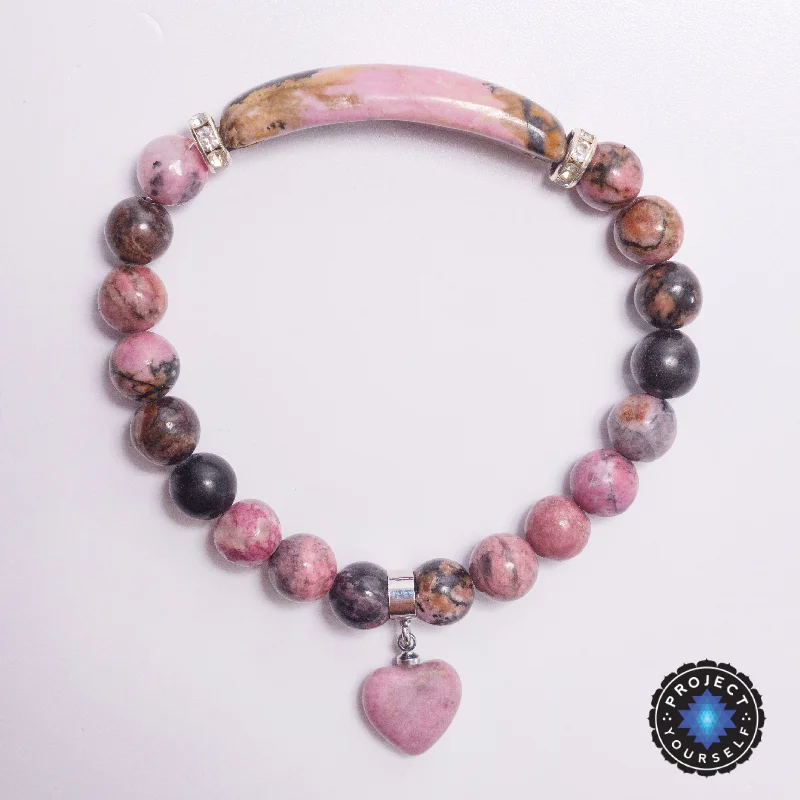 spiral bangles for women -The Healing Heart Rhodonite Bracelet