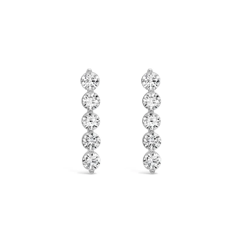 women’s bold earrings -STRAIGHT ROUND STONES STUD SILVER EARRING