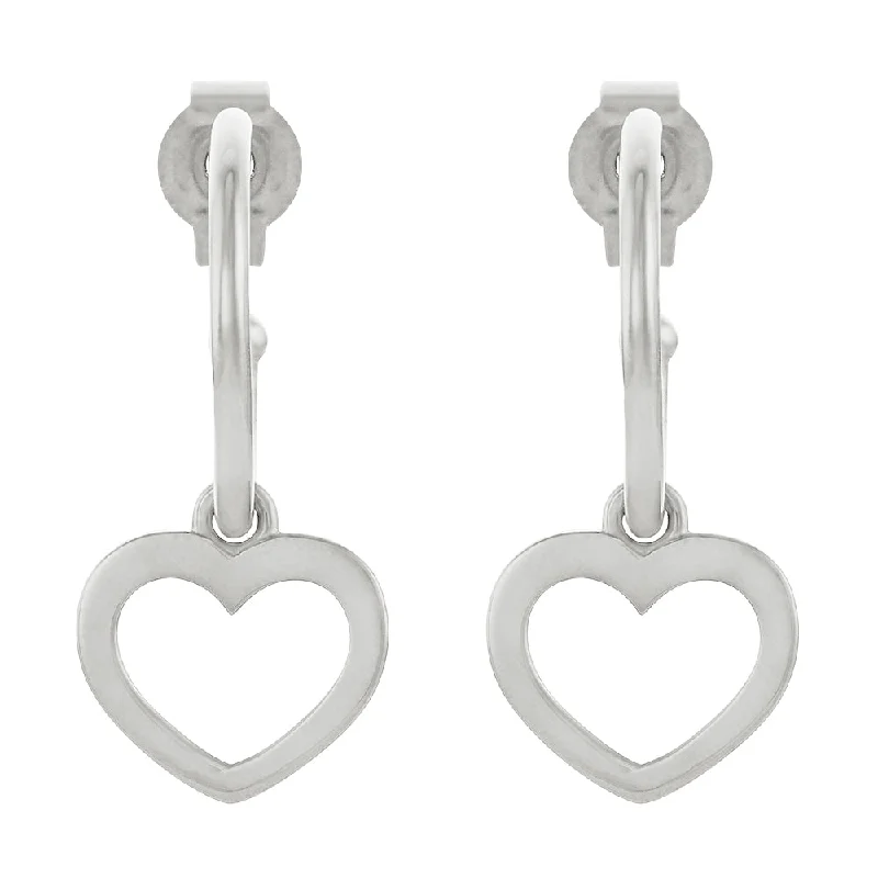 silver dangling earrings for women -Karen Walker Heart Hoop Earrings - Sterling Silver