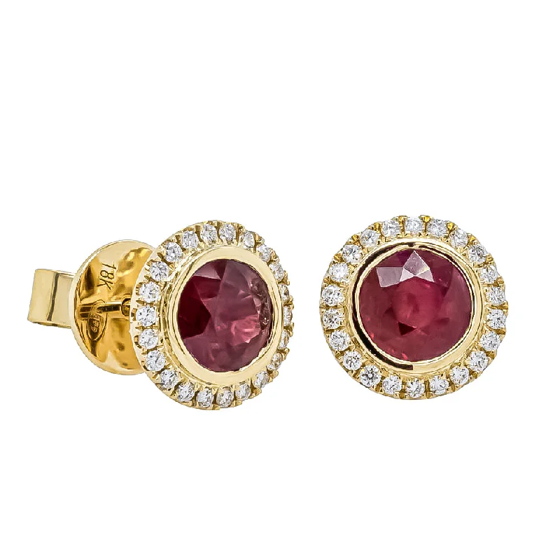 elegant gold earrings for women -18ct Yellow Gold 1.84ct Ruby & Diamond Isla Earrings