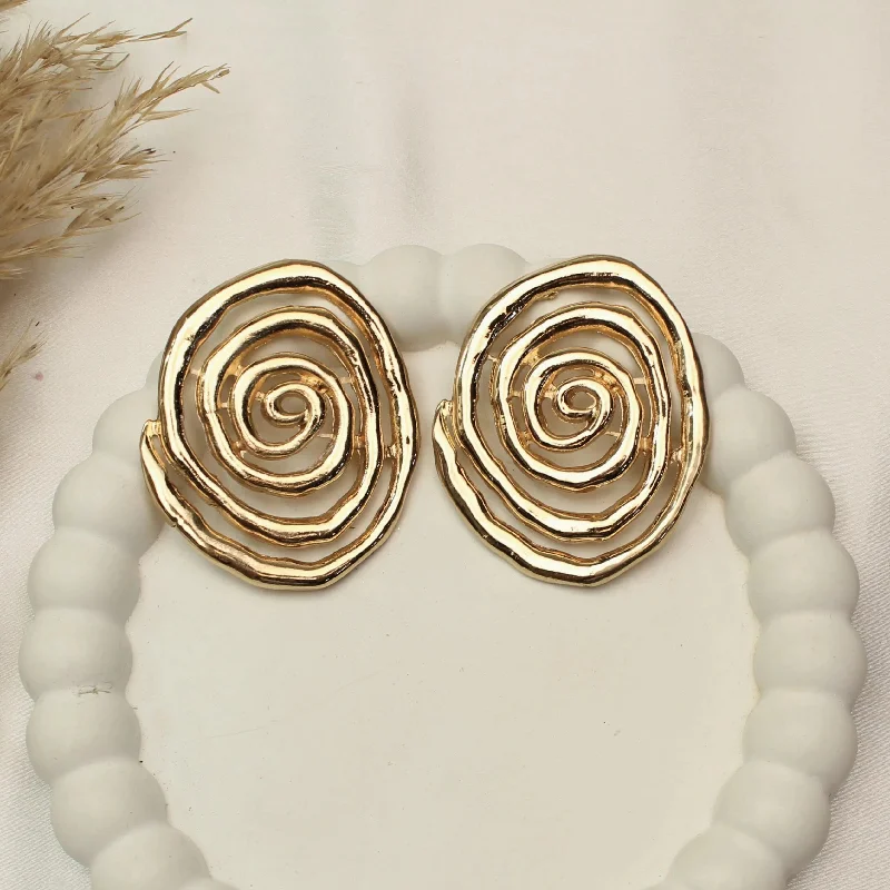 matching earrings for women -TFC Bold Spiral Gold Plated Stud Earrings