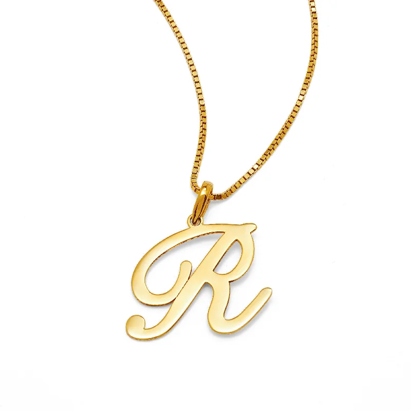 trendy necklaces for women -Large Script Initial Necklace