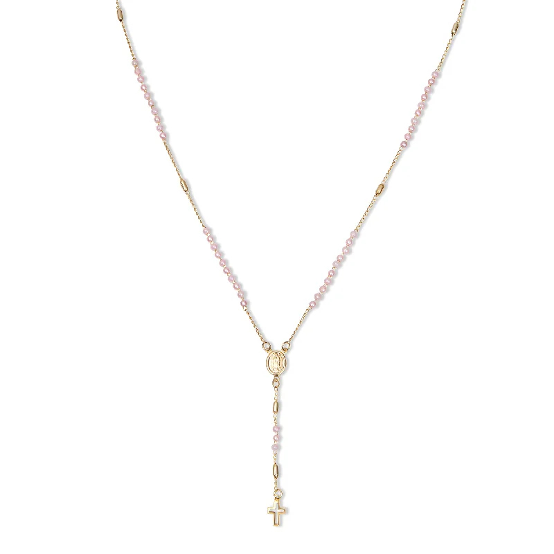 sapphire necklaces for women -THE PINK ROSARY NECKLACE