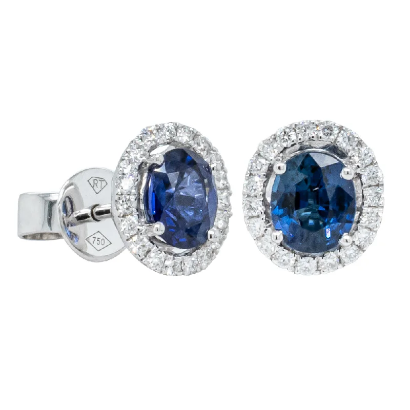 women’s huggie earrings -18ct White Gold 1.23ct Sapphire & Diamond Earrings