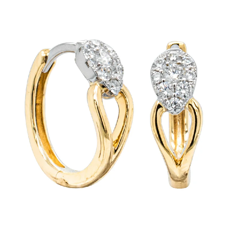 luxury gold earrings -18ct Yellow & White Gold .21ct Diamond Hoop Earrings