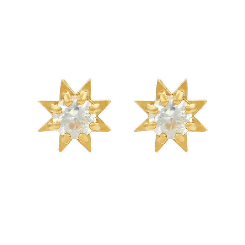 gold chain earrings for women -Zoe & Morgan Stella Earrings - Gold Plated & White Zircon