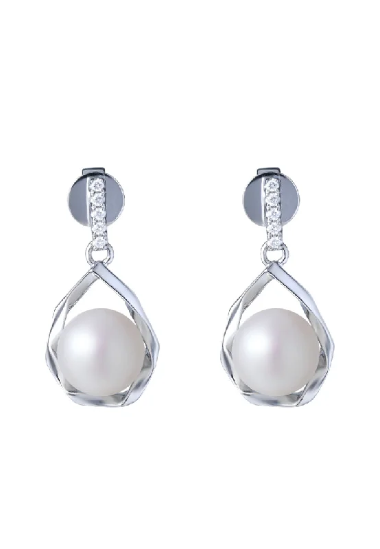 women’s earrings -TOMEI Pearl Earrings, White Gold 585