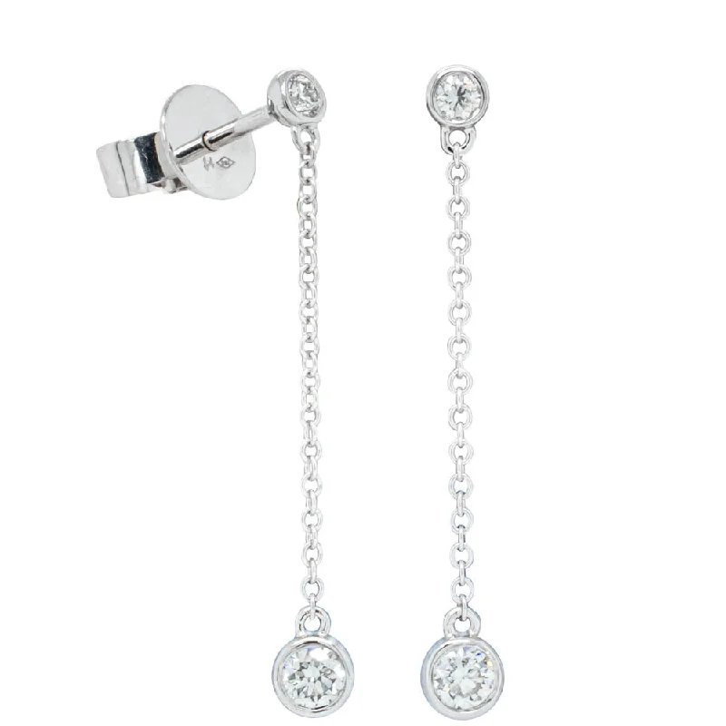 minimalist earrings for women -18ct White Gold .27ct Diamond Drop Earrings