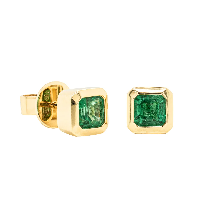 affordable earrings for women -18ct Yellow Gold 1.25ct Emerald Earrings