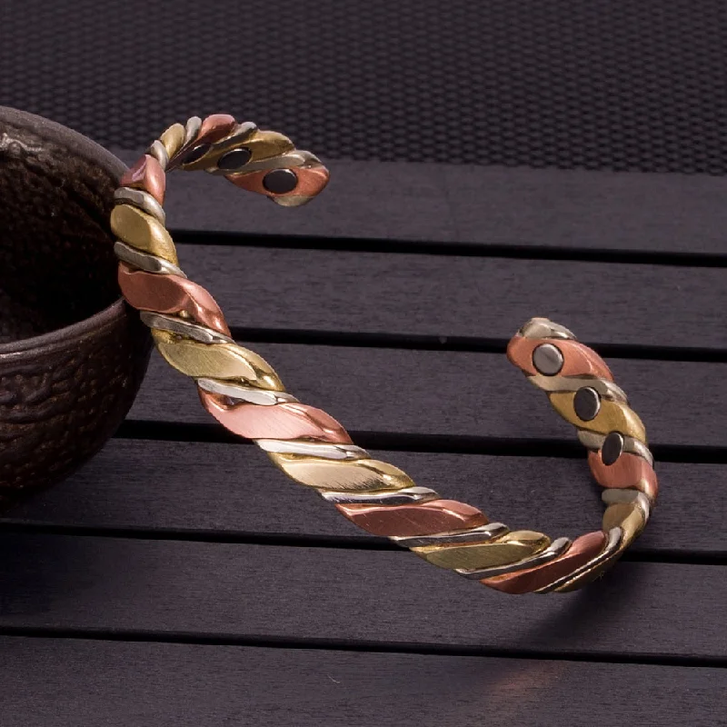 leather cuff bracelets -Twisted Copper Bracelet