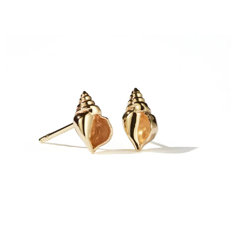 gemstone dangling earrings -Meadowlark Conch Stud Earrings - Gold Plated