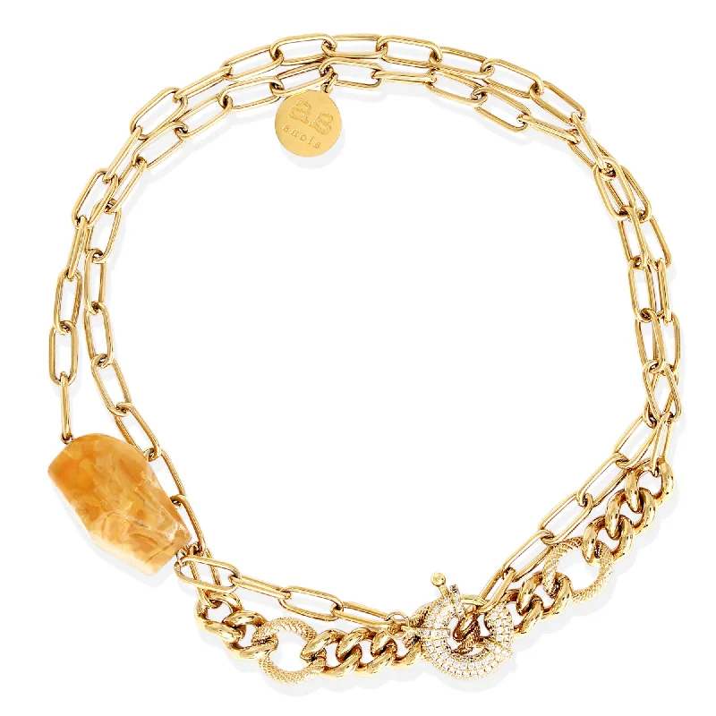 beautiful gemstone necklaces for women -CERINE Necklace - Gold