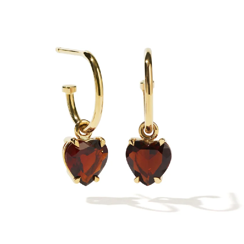 women’s birthstone earrings -Meadowlark Heart Jewel Signature Hoop Earrings - Gold Plated