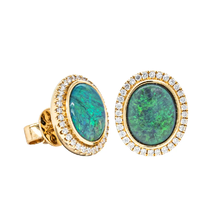 sterling silver hoop earrings -18ct Yellow Gold 3.56ct Opal & Diamond Isla Earrings