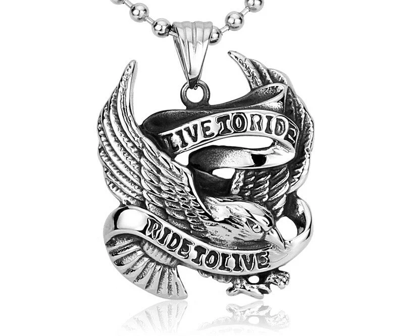 sterling silver necklaces for women -Live 2 Ride Necklace